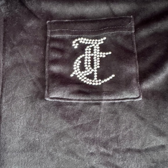 Juicy Couture Sleepwear Velour Rhinestone Pajama Set Top Pant black size medium - Picture 12 of 12